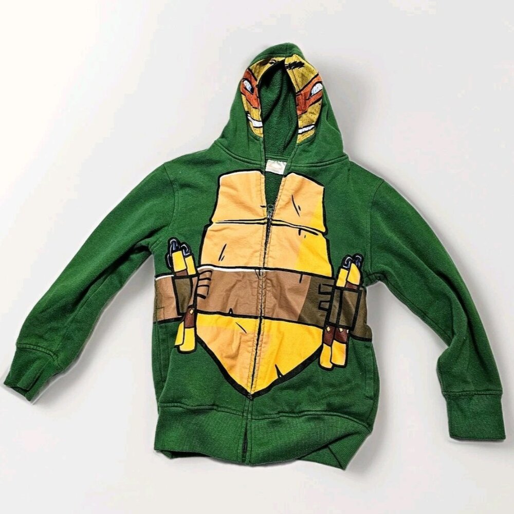 Teenage Mutant Ninja Turtles Michelangelo Full Zip Up Hoodie Jacket Boys Sz 8